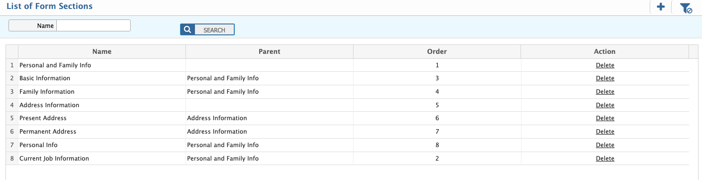 Form Sections